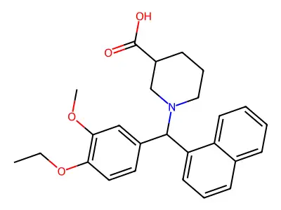 1-[(4-Ethoxy-3-methoxyphenyl)(naphthalen-1-yl)methyl]piperidine-3-carboxylic acid structure