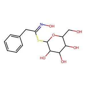 1-S-(N-hydroxy-2-phenylethanimidoyl)-1-thio-beta-D-glucopyranose structure
