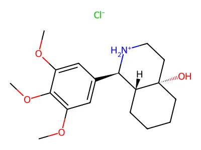 (1S,4aS,8aR)-1-(3,4,5-trimethoxyphenyl)-2,3,4,5,6,7,8,8a-octahydro-1H-isoquinolin-2-ium-4a-ol;chloride structure
