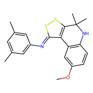 N-(3,5-dimethylphenyl)-N-(8-methoxy-4,4-dimethyl-4,5-dihydro-1H-[1,2]dithiolo[3,4-c]quinolin-1-yliden)amine structure