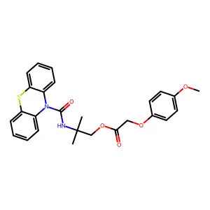 2-methyl-2-[(10H-phenothiazin-10-ylcarbonyl)amino]propyl (4-methoxyphenoxy)acetate structure