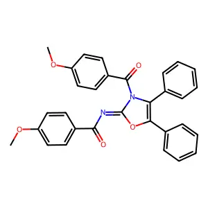 4-methoxy-N-[(2Z)-3-[(4-methoxyphenyl)carbonyl]-4,5-diphenyl-1,3-oxazol-2(3H)-ylidene]benzamide structure