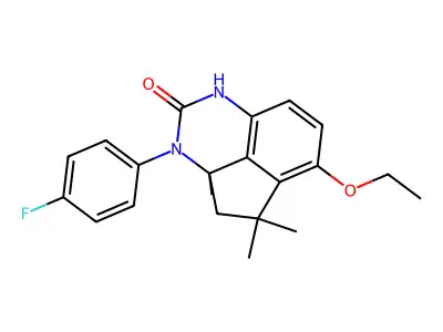 6-ethoxy-3-(4-fluorophenyl)-3a,5,5-trimethyl-3,3a,4,5-tetrahydrocyclopenta[de]quinazolin-2(1H)-one structure