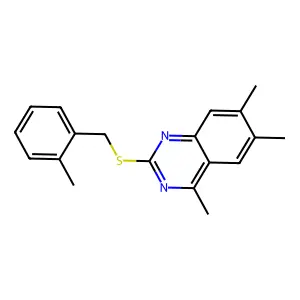 4,6,7-Trimethyl-2-[(2-methylbenzyl)sulfanyl]quinazoline structure
