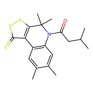 3-methyl-1-(4,4,7,8-tetramethyl-1-thioxo-1,4-dihydro-5H-[1,2]dithiolo[3,4-c]quinolin-5-yl)butan-1-one structure