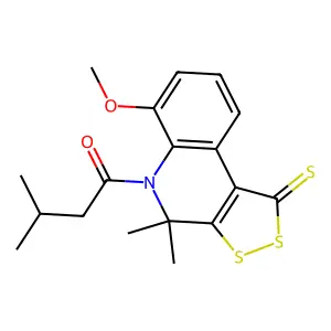 1-(6-methoxy-4,4-dimethyl-1-thioxo-1,4-dihydro-5H-[1,2]dithiolo[3,4-c]quinolin-5-yl)-3-methylbutan-1-one structure