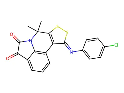 (10Z)-10-[(4-chlorophenyl)imino]-7,7-dimethyl-7,10-dihydro[1,2]dithiolo[3,4-c]pyrrolo[3,2,1-ij]quinoline-4,5-dione structure
