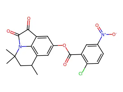 4,4,6-trimethyl-1,2-dioxo-1,2,5,6-tetrahydro-4H-pyrrolo[3,2,1-ij]quinolin-8-yl 2-chloro-5-nitrobenzoate structure