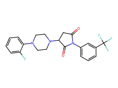 3-[4-(2-fluorophenyl)piperazin-1-yl]-1-[3-(trifluoromethyl)phenyl]pyrrolidine-2,5-dione structure
