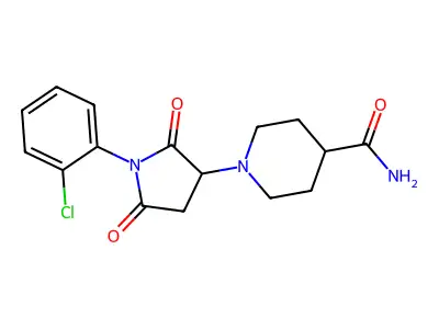1-[1-(2-Chlorophenyl)-2,5-dioxopyrrolidin-3-yl]piperidine-4-carboxamide structure