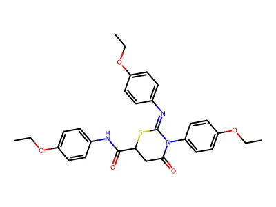 (2E)-N,3-bis(4-ethoxyphenyl)-2-[(4-ethoxyphenyl)imino]-4-oxo-1,3-thiazinane-6-carboxamide structure