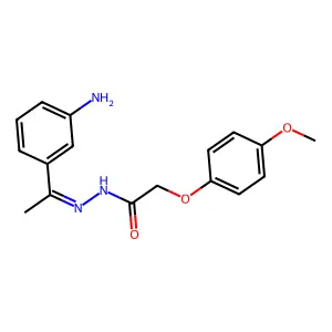 (E)-N'-(1-(3-aminophenyl)ethylidene)-2-(4-methoxyphenoxy)acetohydrazide structure