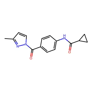 N-[4-(3-methylpyrazole-1-carbonyl)phenyl]cyclopropanecarboxamide structure