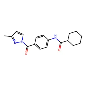 N-{4-[(3-methyl-1H-pyrazol-1-yl)carbonyl]phenyl}cyclohexanecarboxamide structure