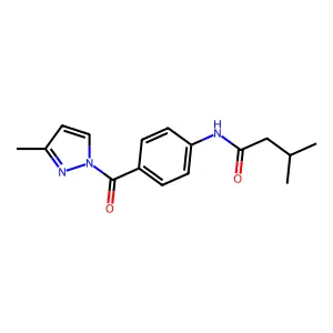 3-methyl-N-{4-[(3-methyl-1H-pyrazol-1-yl)carbonyl]phenyl}butanamide structure