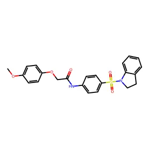 N-[4-(2,3-dihydro-1H-indol-1-ylsulfonyl)phenyl]-2-(4-methoxyphenoxy)acetamide structure