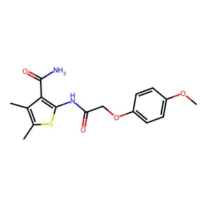 2-{[(4-Methoxyphenoxy)acetyl]amino}-4,5-dimethyl-3-thiophenecarboxamide structure