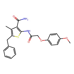 5-Benzyl-2-{[(4-methoxyphenoxy)acetyl]amino}-4-methyl-3-thiophenecarboxamide structure