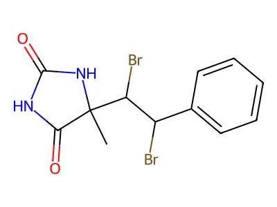 5-(1,2-Dibromo-2-phenylethyl)-5-methylimidazolidine-2,4-dione structure