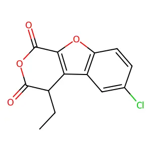 6-chloro-4-ethyl-4H-pyrano[3,4-b][1]benzofuran-1,3-dione structure