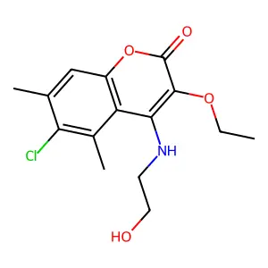 6-Chloro-3-ethoxy-4-(2-hydroxyethylamino)-5,7-dimethylchromen-2-one structure