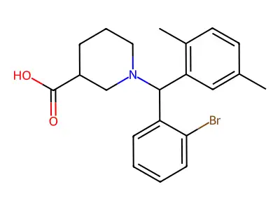 1-[(2-bromophenyl)-(2,5-dimethylphenyl)methyl]piperidine-3-carboxylic Acid structure