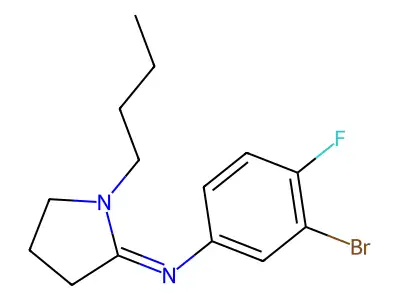 Pyrrolidine, 2-((3-bromo-4-fluorophenyl)imino)-1-butyl- structure