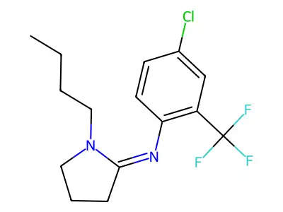 Pyrrolidine, 1-butyl-2-((4-chloro-2-(trifluoromethyl)phenyl)imino)- structure