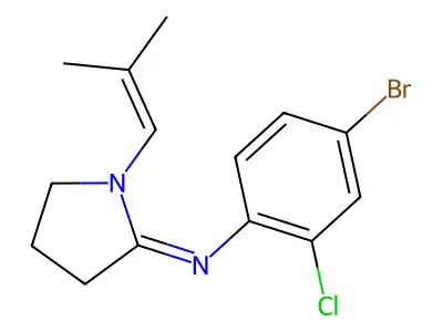 4-Bromo-2-chloro-N-(1-(2-methyl-1-propenyl)-2-pyrrolidinylidene)benzenamine structure
