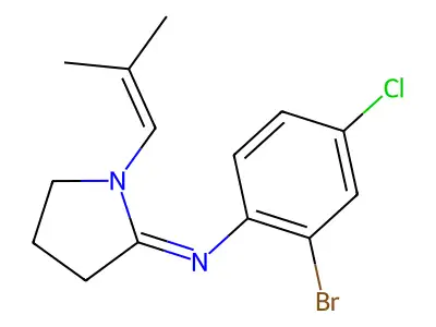2-Bromo-4-chloro-N-(1-(2-methyl-1-propenyl)-2-pyrrolidinylidene)benzenamine structure