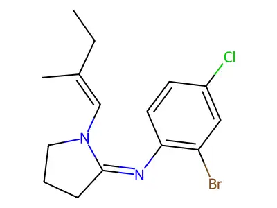 2-Bromo-4-chloro-N-(1-(2-methyl-1-butenyl)-2-pyrrolidinylidene)benzenamine structure