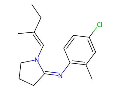 4-Chloro-2-methyl-N-(1-(2-methyl-1-butenyl)-2-pyrrolidinylidene)benzenamine structure