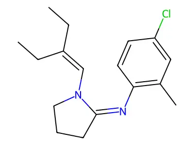 4-Chloro-N-(1-(2-ethyl-1-butenyl)-2-pyrrolidinylidene)-2-methylbenzenamine structure