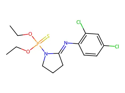 O,O-Diethyl (2-((2,4-dichlorophenyl)imino)-1-pyrrolidinyl)phosphonothioate structure