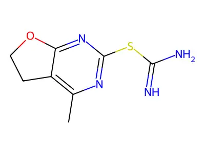4-Methyl-5,6-dihydrofuro[2,3-d]pyrimidin-2-yl carbamimidothioate structure