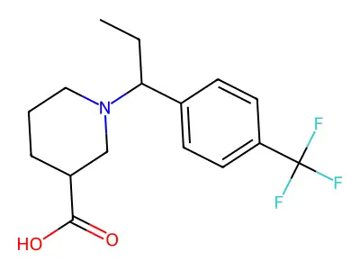1-[1-[4-(trifluoromethyl)phenyl]propyl]piperidine-3-carboxylic Acid structure