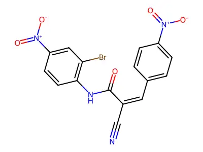 N-(2-bromo-4-nitrophenyl)-2-cyano-3-(4-nitrophenyl)prop-2-enamide structure