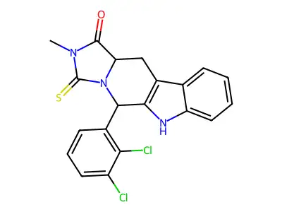 5-(2,3-dichlorophenyl)-2-methyl-3-thioxo-2,3,5,6,11,11a-hexahydro-1H-imidazo[1',5':1,6]pyrido[3,4-b]indol-1-one structure