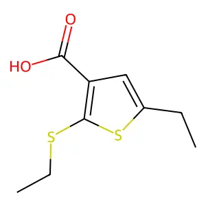 5-ethyl-2-ethylthiothiophene-3-carboxylic acid structure