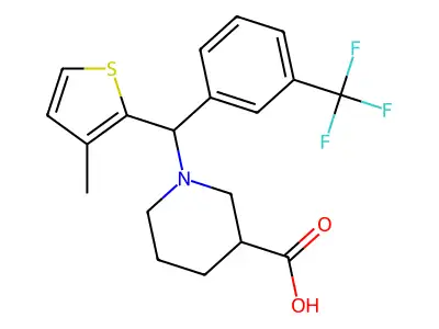 1-[(3-methylthiophen-2-yl)-[3-(trifluoromethyl)phenyl]methyl]piperidine-3-carboxylic Acid structure