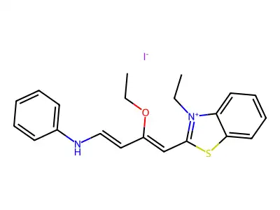 N-[(1E,3Z)-3-ethoxy-4-(3-ethyl-1,3-benzothiazol-3-ium-2-yl)buta-1,3-dienyl]aniline;iodide structure