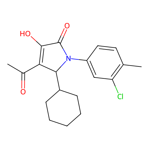 2H-Pyrrol-2-one, 4-acetyl-1-(3-chloro-4-methylphenyl)-5-cyclohexyl-1,5-dihydro-3-hydroxy- structure