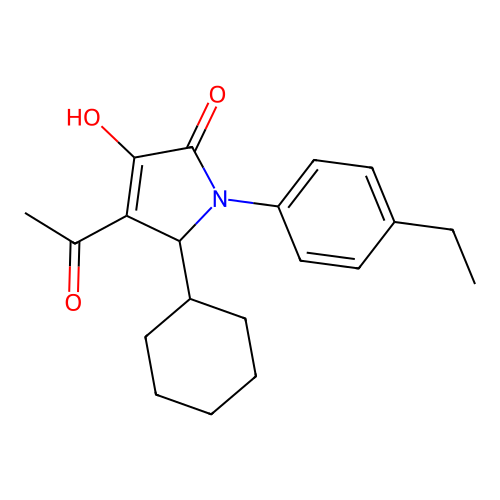 2H-Pyrrol-2-one, 4-acetyl-5-cyclohexyl-1-(4-ethylphenyl)-1,5-dihydro-3-hydroxy- structure