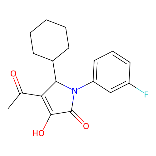 2H-Pyrrol-2-one, 4-acetyl-5-cyclohexyl-1-(3-fluorophenyl)-1,5-dihydro-3-hydroxy- structure