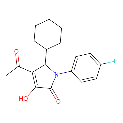 3-acetyl-2-cyclohexyl-1-(4-fluorophenyl)-4-hydroxy-2H-pyrrol-5-one structure