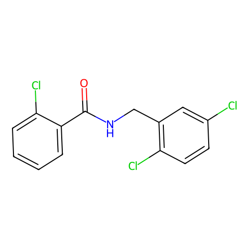 2-chloro-N-[(2,5-dichlorophenyl)methyl]benzamide structure