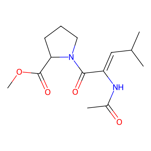 methyl 1-[(Z)-2-acetamido-4-methylpent-2-enoyl]pyrrolidine-2-carboxylate structure