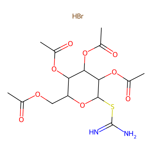 2-(2,3,4,6-Tetra-O-acetyl-beta-D-glucopyranosyl)-2-thiopseudourea hydrobromide structure