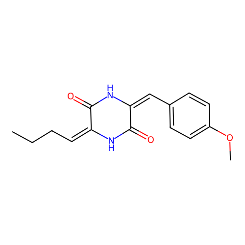 3-Butylidene-6-[(4-methoxyphenyl)methylidene]piperazine-2,5-dione structure