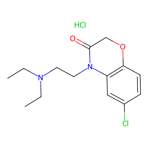 6-Chloro-4-(2-(diethylamino)ethyl)-2H-1,4-benzoxazin-3(4H)-one monohydrochloride structure
